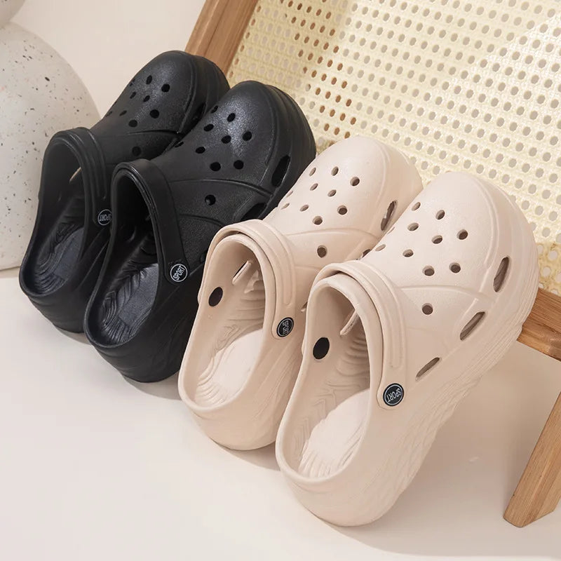 Women's Fashion Platform Sandals Summer 2025 Thick Sole Soft Eva Clogs Garden Shoes for Women Hollow Out Non Slip Beach Sandals Pi-Mart