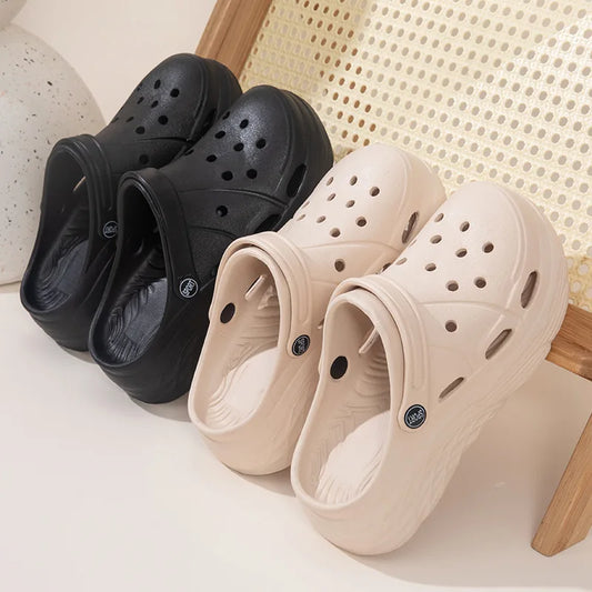 Women's Fashion Platform Sandals Summer 2025 Thick Sole Soft Eva Clogs Garden Shoes for Women Hollow Out Non Slip Beach Sandals Pi-Mart