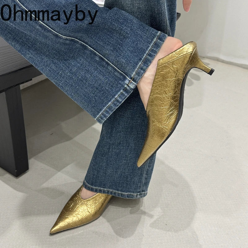 Fashion Pointed Toe Thin Heel Women Office Pumps Shallow Slip On Party Dress Shoes 2026 New Spring Autumn Commuter Footwear LadyShow.Store