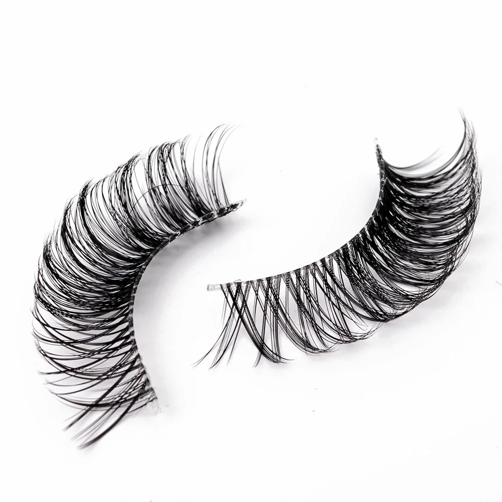 Yiernuo 1/5 Pairs Long Transparent Band Vegan Eyelash D Curl Russian Eyelashes Clear Band Lashes Invisible Band Lashes Pi-Mart