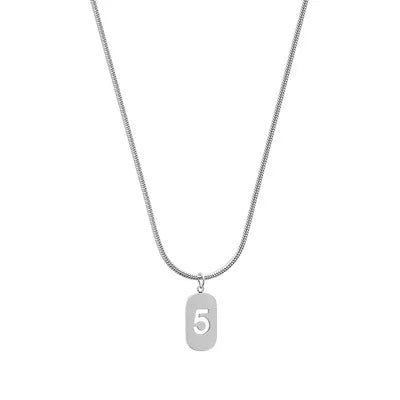 Stainless Steel Angel Number Necklace 0 1 2 3 4 5 6 7 8 9 Rectangle For Women Men Hollow Lucky Number Chain Necklaces Jewelry Pi-Mart