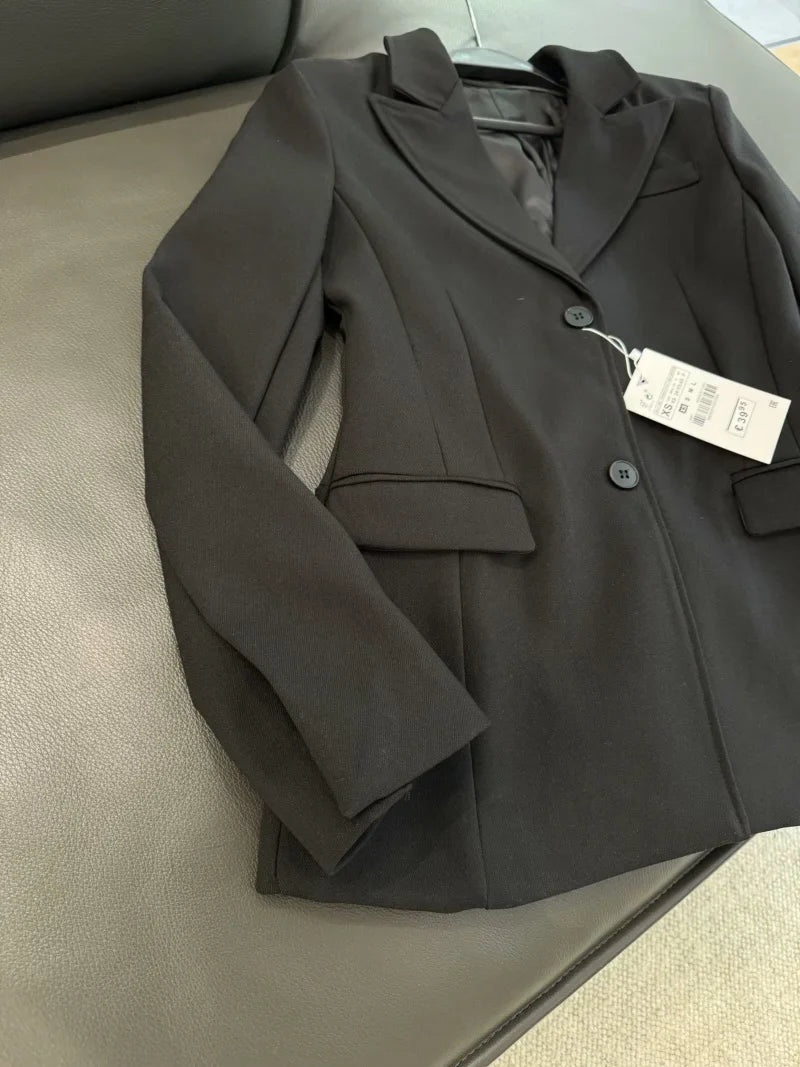 ZW Series Shoulder Padded Slim Fit Suit Jacket for Women ETJ 2025 New Collection with Waist Cinching Design  Casual Suit Jacket LadyShow.Store