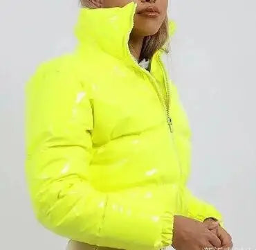 Winter Women Puffer Jackets Warm Bubble trench Coat Down Parka Outcoat Zipper Jacket Pink Cute Cropped Parka Abrigos Mujer LadyShow.Store