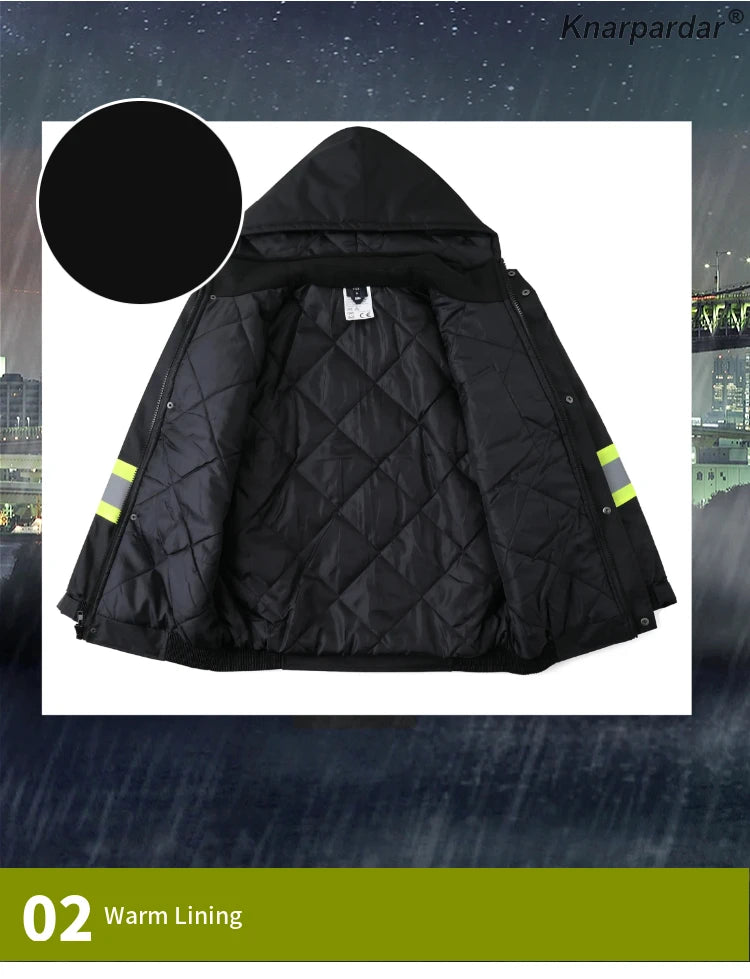 Winter Black Jacket High Visibility Warm Jacket for Men With Customized Logo Waterproof Jacket Reflective Parka Jacket Workwear Pi-Mart