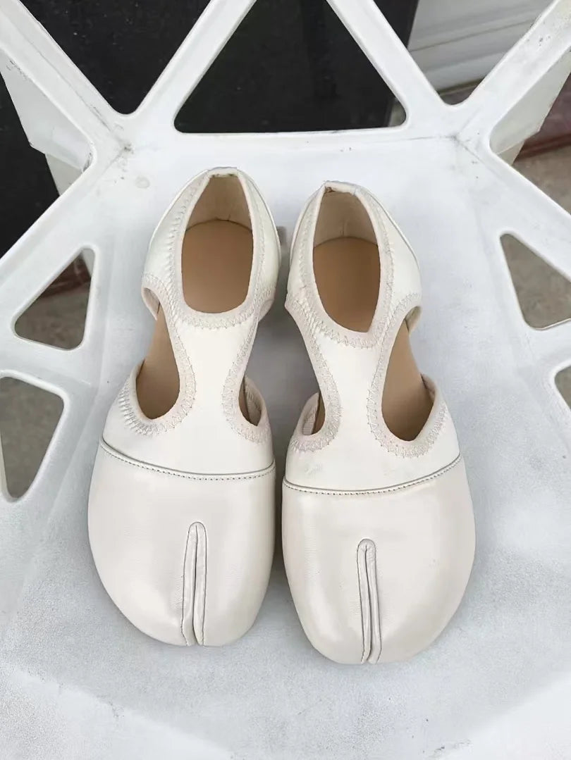 Women Brand Mary Janes Shoes Summer Split Toe Tabi Walking Sneakers Casual Splicing Loafers Designer Ballet Flats Shoes балет Pi-Mart