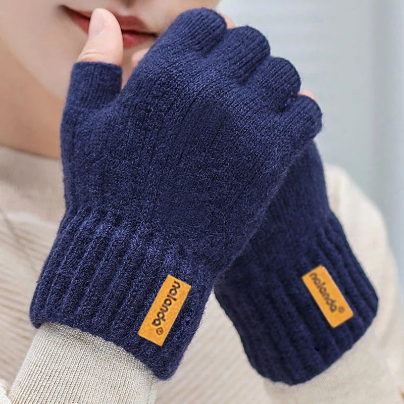 Fashion Winter Autumn Knitted gloves Warm Plush Fingerless gloves for men & Women outdoor sport touchscreen gloves Pi-Mart