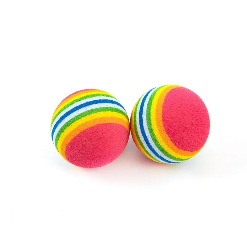 10-100x Colorful Cat Toy Ball EVA Bite-Resistant Elastic Rainbow Ball Kitten Puppy Chewing Training Interactive Toy Pet Supplies Pi-Mart