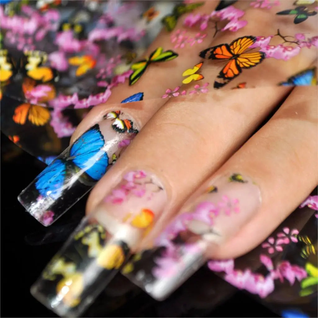 More Than 250 Design Beautiful Designed Nail Art Product Nail Glue transfer Foil Beautiful Flower Purple Orange Tri Light Beauty