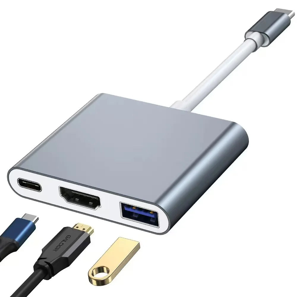 3-in-1 USB-C Hub:type-c 3in 1 PD100W+HDMI(4K/30Hz)+USB3.0 Pi-Mart