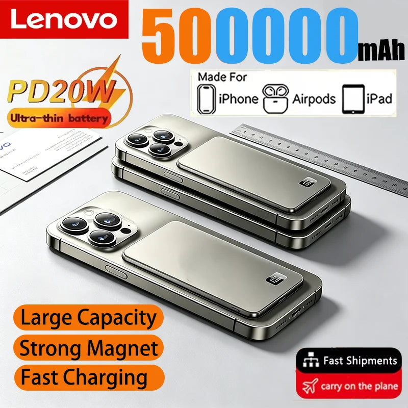 Lenovo Magnetic Wireless Power Bank PD22.5W Fast Charging Magsafe External Battery 500000mAh For iPhone Xiaomi Pi-Mart