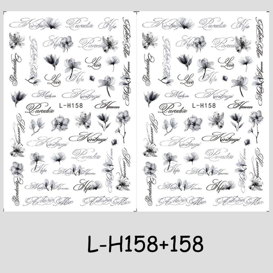 2/3 pcs Punk Style English Letters Nail Stickers Gothic Artistic Lettering Nail Charms Y2K Metallic Retro Letters Nail Decor Pi-Mart