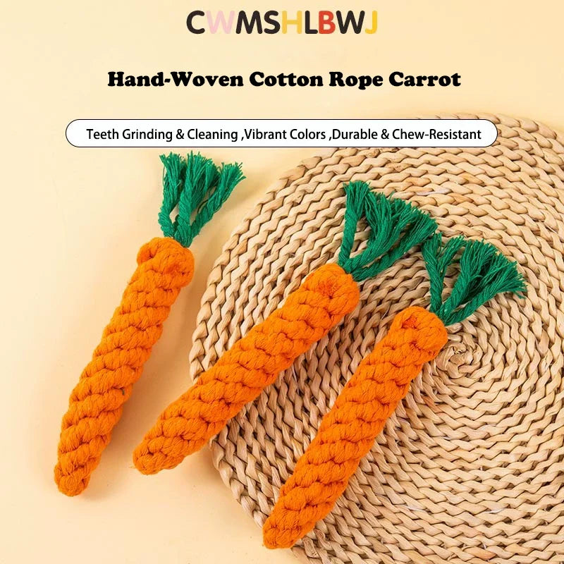 Chew Toys For Small Dogs Puppy Cleaning Teeth Bite Resistant Carrot Cotton Rope Pet Playing Toy Accessories Pet Supplies Pi-Mart