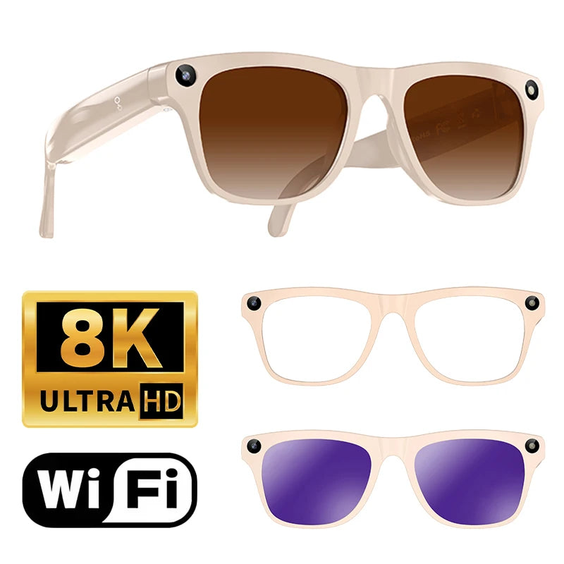 Lenovo Upgrade Smart AI Glasses 800W HD 8K Shooting Camera Photo Video Voice Call Translation Bluetooth AI Motorcycle Glasses Pi-Mart