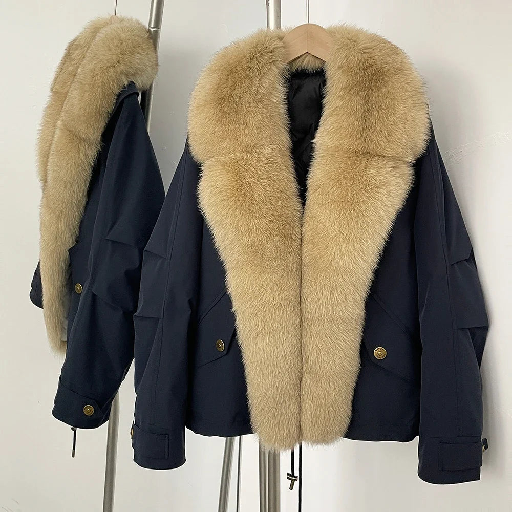 Down Jacket Women Real Fox Fur Collar Autumn 2025 Winter White Duck Down Coat Warm Puffer Jacket Female Waterproof  Feathers LadyShow.Store