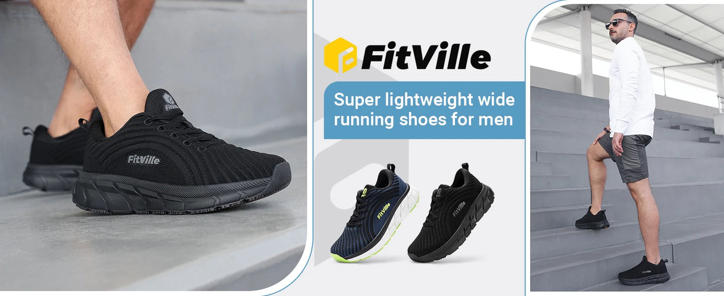FitVille Wide Toe Box Shoes for Men Cushioned Well Extra Wide Width Shoes Non Slip Wide Lightweight Breathable Running Shoes Pi-Mart