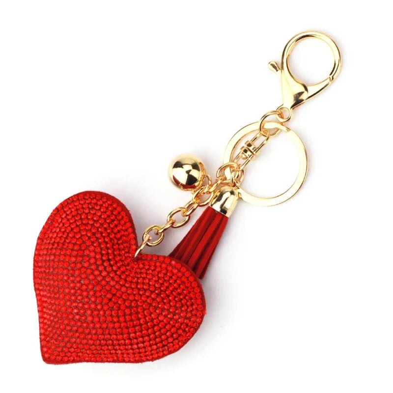 Rhinestone Heart Finger Keychain Bling Crystal Strap Pendant for Key Keychain Handbag Wallet Key Accessories Gift for Women Pi-Mart