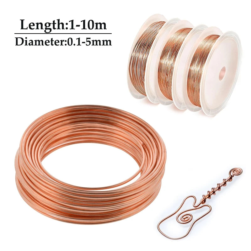 1-10M Bare Copper Wire Copper Wire T2 Copper Coil Conductive Copper Wire,  Bare Line Diameter 0.1/0.15/0.2/0.3/0.4/0.5-5mm Pi-Mart