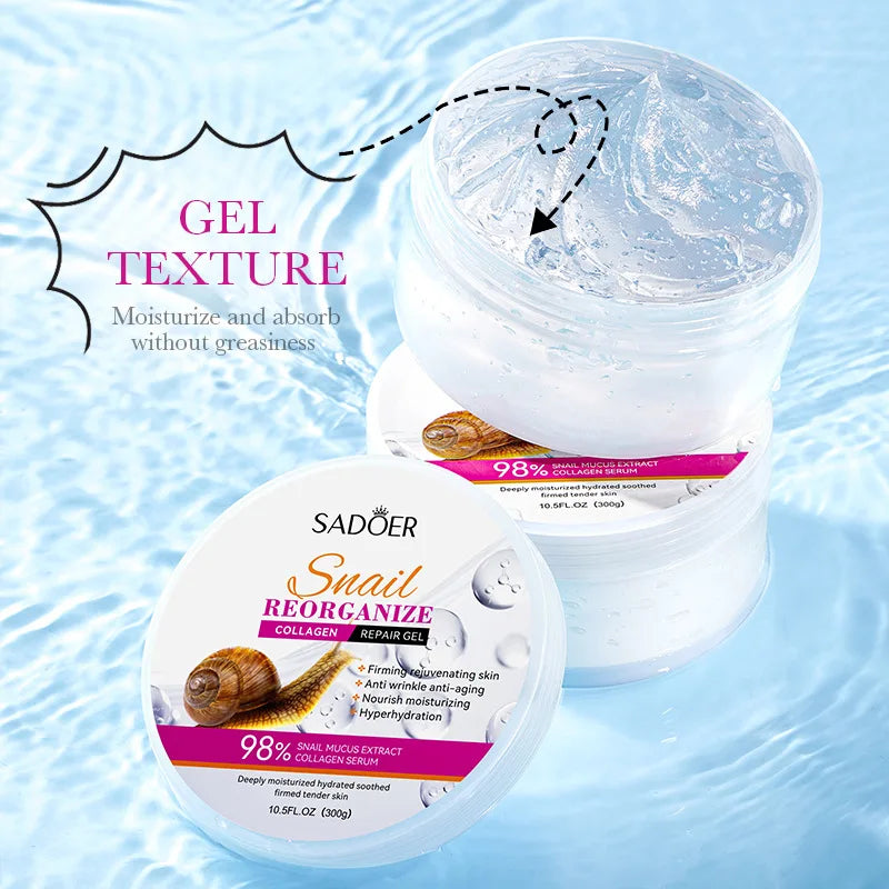SADOER Snail Collagen Face Cream Gel Firming Repair Brightening Moisturizing Facial Creams Beauty Face Skin Care Products Tri Light Beauty
