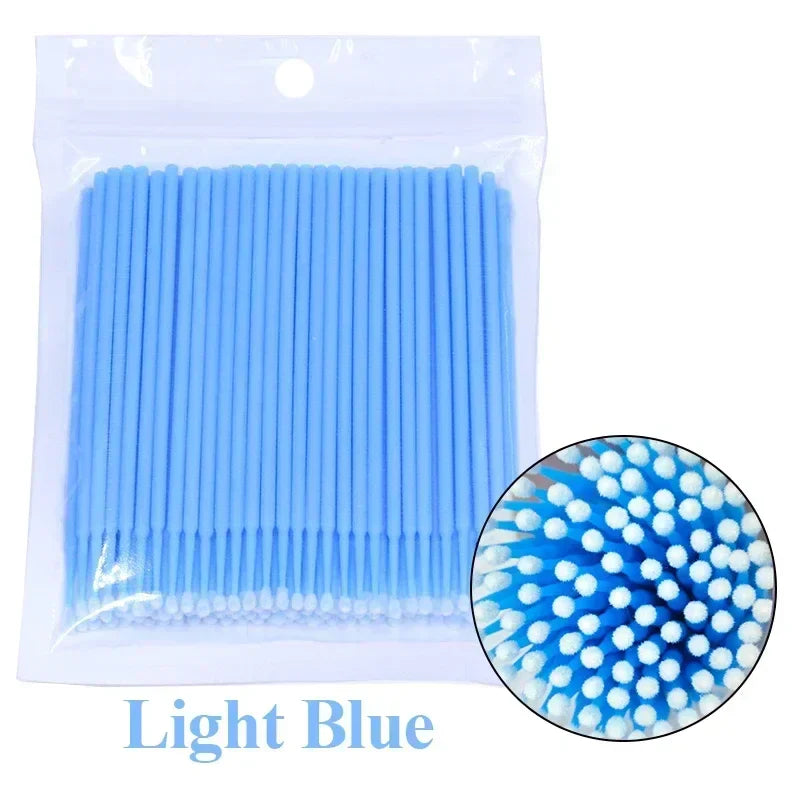 Brush Lash Extension 100Pcs Eyelash Cleaning Micro Cotton Swab Individual Eyelashes Microbrush Beauty Makeup Clean Remover Tools LadyShow.Store