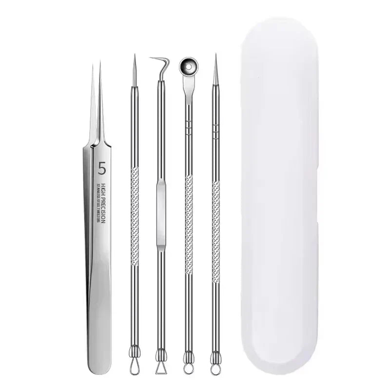 3-8Pcs Blackhead Clip Pimples Tweezer Blackhead Remover Stainless Steel Cell Clip Beauty Product Acne Needle Skin Cleanning Tool Tri Light Beauty