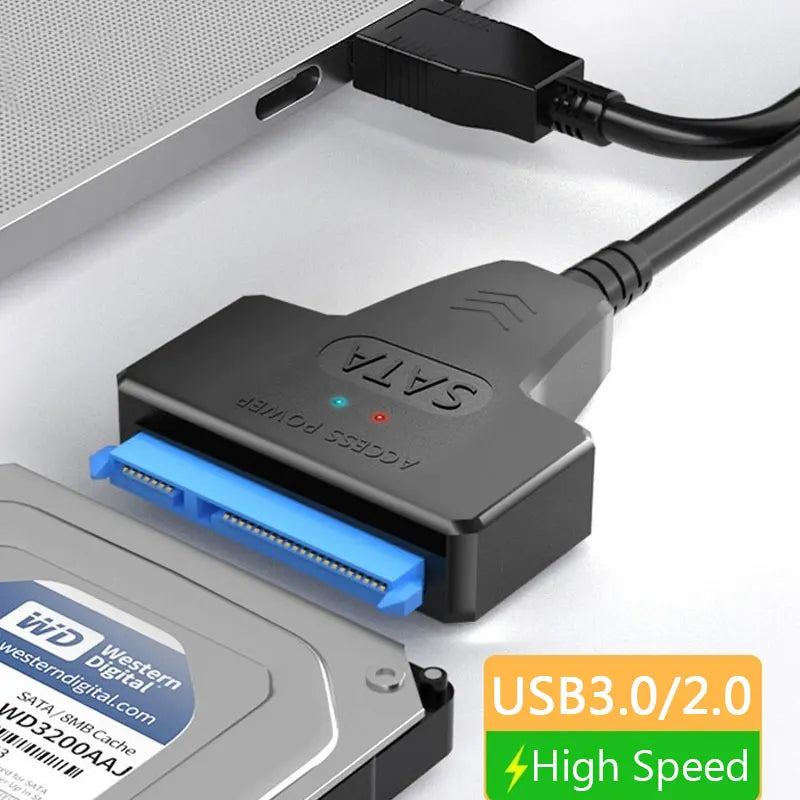 SATA to USB 3.0 / 2.0 Cable Up to 6 Gbps for 2.5 Inch External HDD SSD Hard Drive SATA 3 22 Pin Adapter USB 3.0 to Sata III Cord Pi-Mart