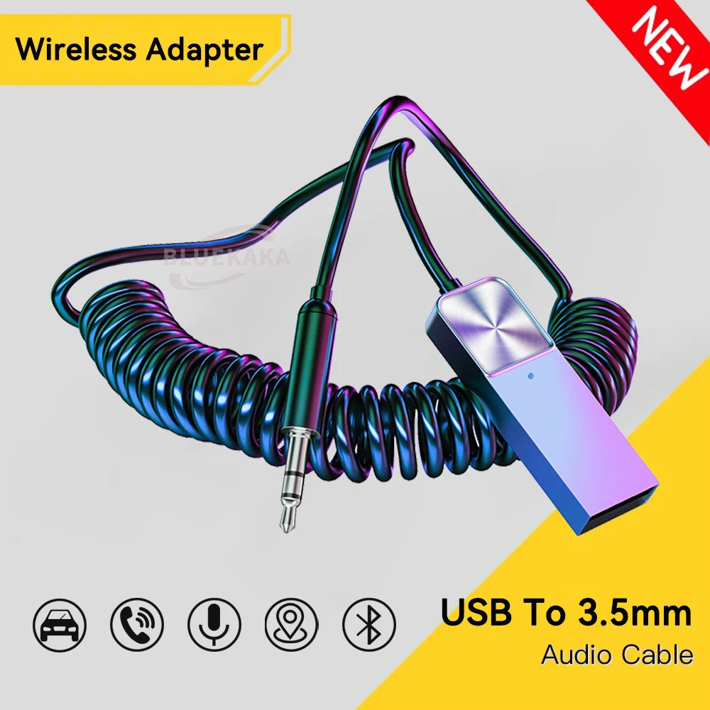 Wireless Bluetooth 5.4 Audio Receiver Dongle USB To 3.5mm Aux Jack Car Audio Handsfree Kit For Car Receiver BT Transmit With Mic Pi-Mart