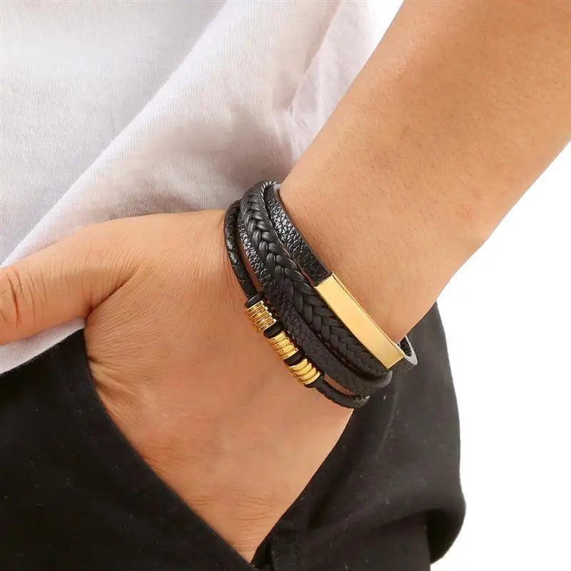 Classic Men's Leather Bracelet New Style Hand-woven Multi-layer Combination Accessory Fashion Man Jewelry Wholesale Dropshipping Pi-Mart