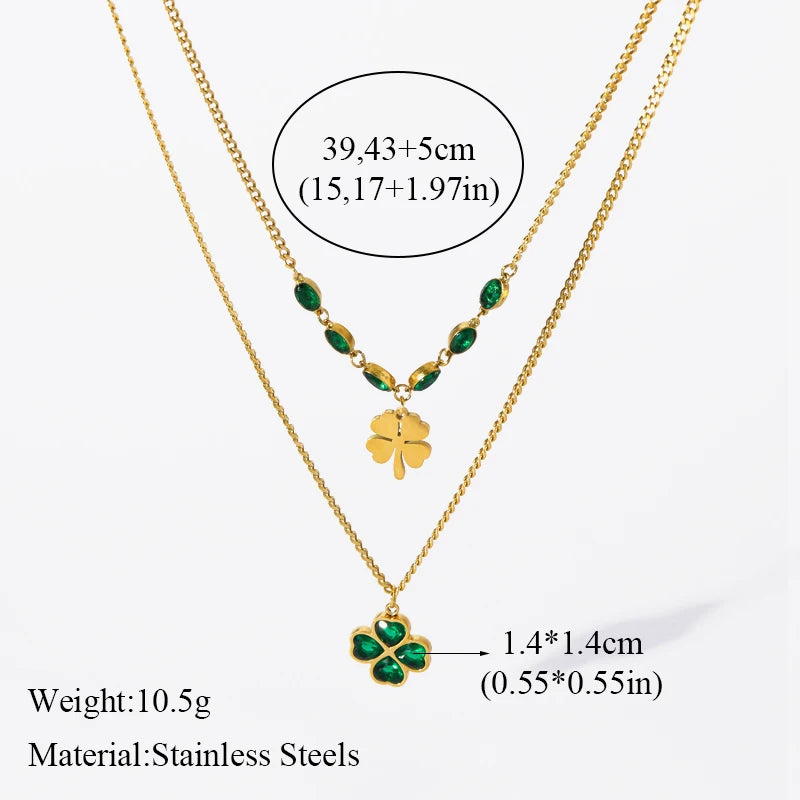 GANEMLY 316l Stainless Steel Luxury Bling Cubic Zirconia Eye Droplets Pendant Necklace Women Chic Romantic Waterproof Jewelry Pi-Mart
