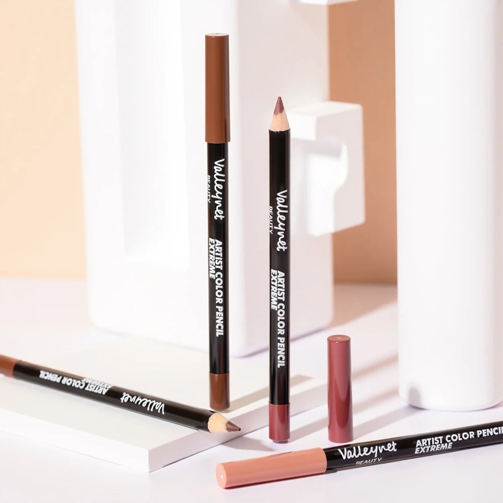 4pcs/Set lip liner set and eyeliner set Nude Brown Collection Long-lasting Matte Waterproof Lipstick Set Women'S Lip Cosmetics Pi-Mart