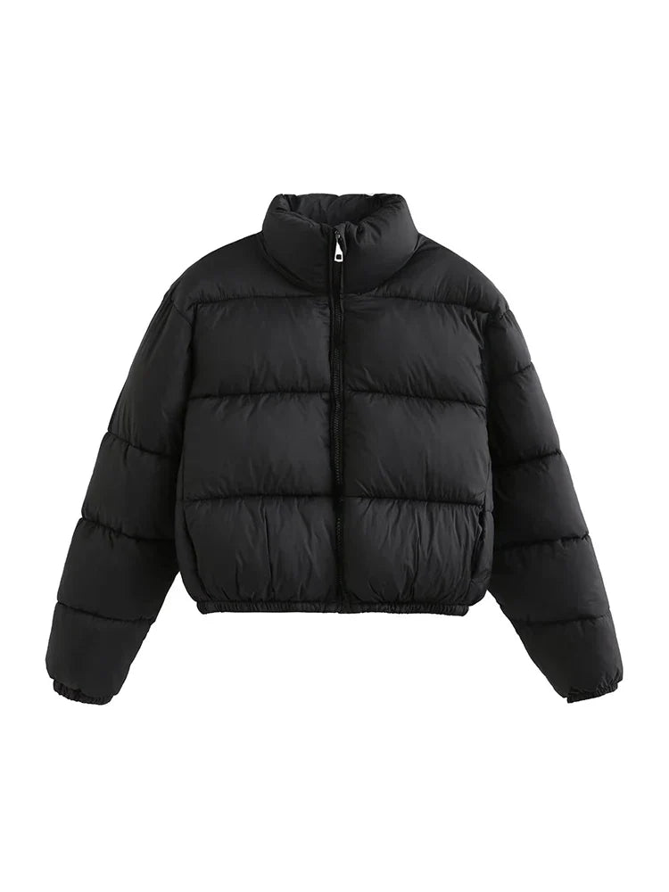 Vintage Women Brown Warm Puffer Jackets 2023 Winter Fashion Ladies Elegant Short Parka Casual Female Chic Green Outerwear LadyShow.Store