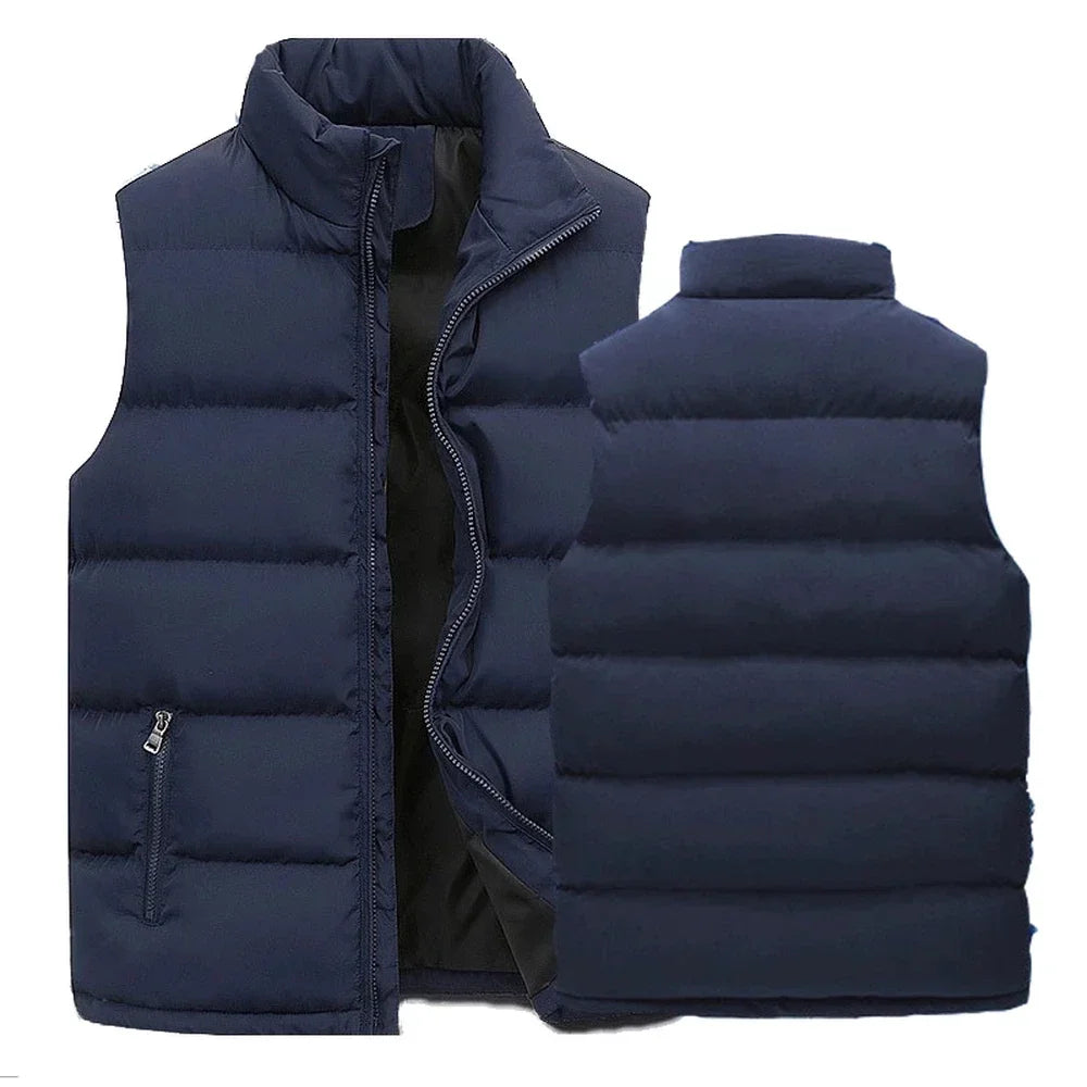 White Vest Jacket Men Slim Fit Stand Collar Sleeveless Puffer Jackets Spring Autumn Casual Waistcoat Men Warm Coat 2024 Trends LadyShow.Store