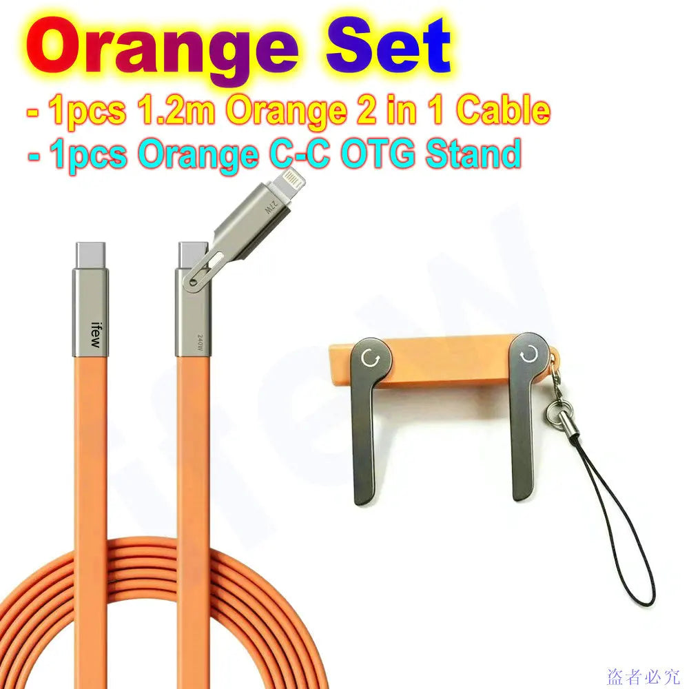 USB Type C Flat Phone Charger Fast Charging Cable C Kick Cable Stand Invisible Support Foldable Holder Charge Bracket For iPhone Pi-Mart