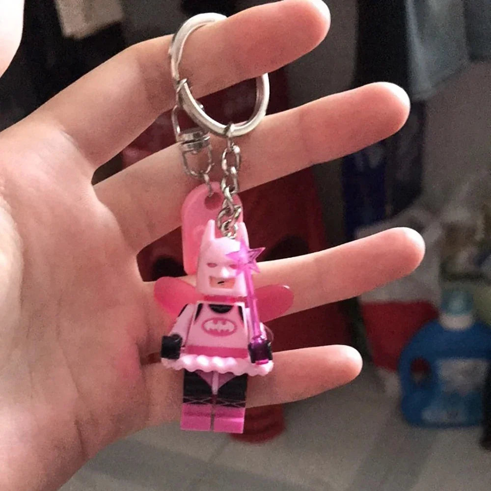 Beautiful Handmade 3D Fairy Star Pink Black Bat Keychain Y2k Heart Block Key Ring Backpack Pendant Couple Keychain Gifts Pi-Mart