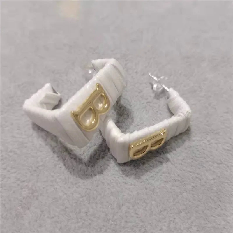 28 Colors Zebra Pu Leather Square Hoop Earrings For Women Fashion Jewelry Letter Alphabet Geometric Stripe Pendientes Mujer Pi-Mart