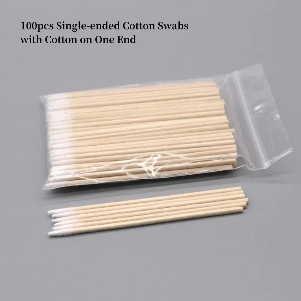 100/300/500 Nails Wooden Tip Cotton Stick Buds Disposable Ultra-Detail Corrector Nail Polish Remover Clean Sticks Manicure Tools Tri Light Beauty