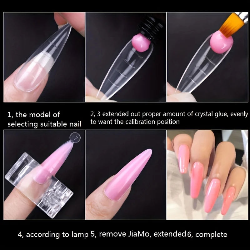 60 Pieces/Bag Uv Gel Polishing Fast Building Mold Acrylic Fake Nail Art Reminder Dual System Nail Accessories Extension Nail Form Tri Light Beauty