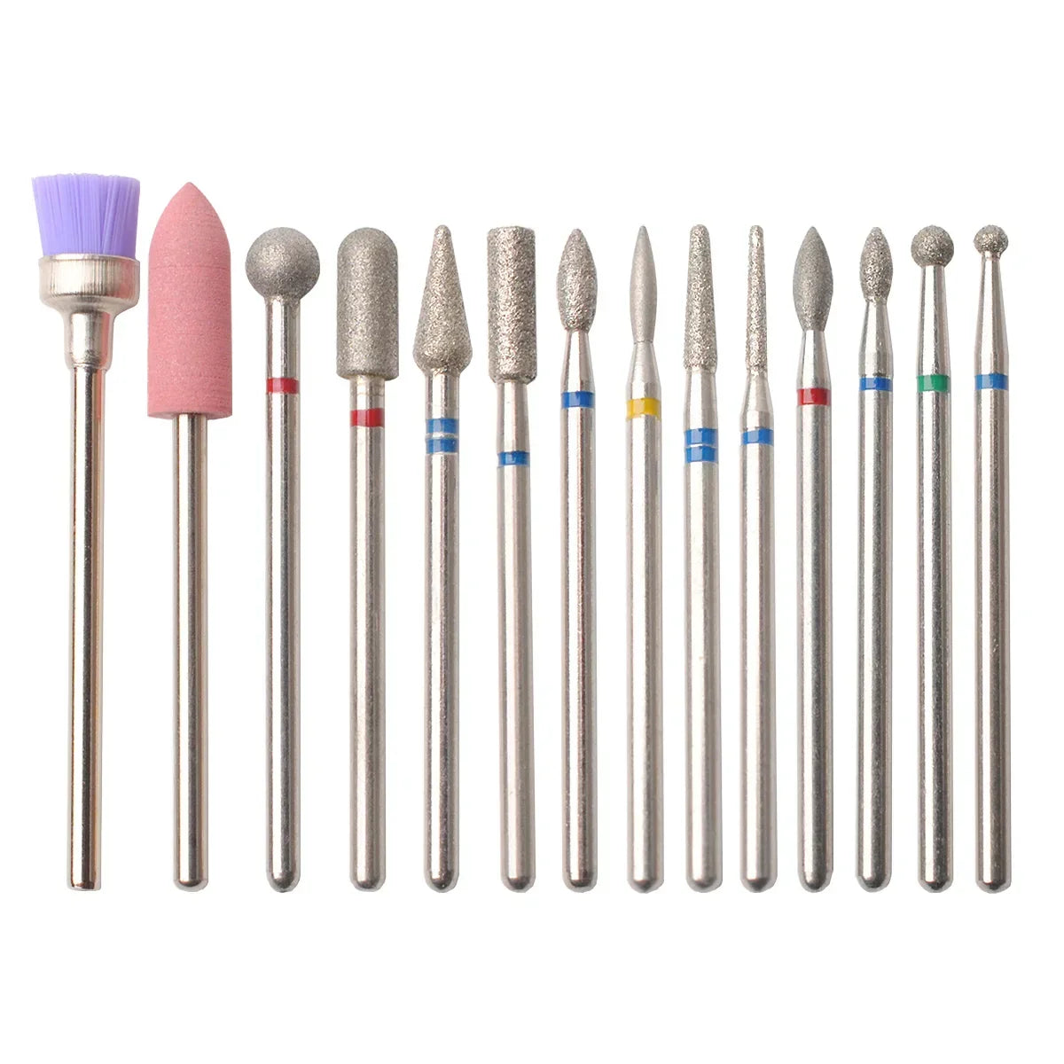 14pcs/set Nail Drill Machine Bit Nail Gel Removal Polishing Tools Pedicure Manicure Rotary Grinding  Buffer Polisher Tri Light Beauty