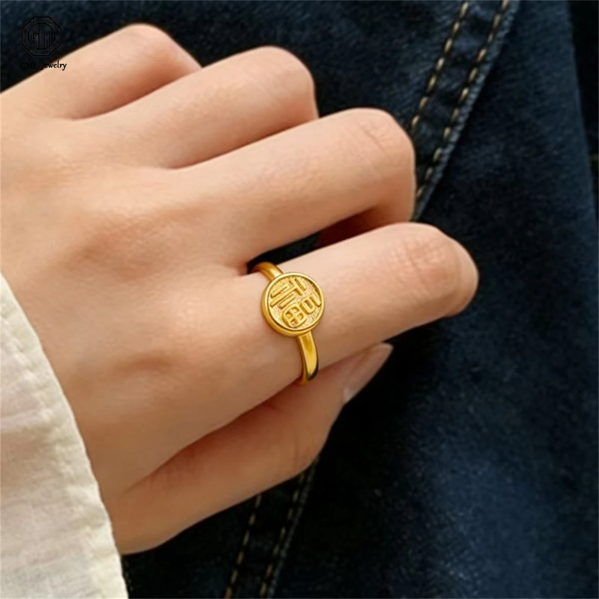 Sand Gold Adjustable Ring Matte Wide Band Openable Fade Resistant Unisex Couple Jewelry Solid Minimalist Gift Pi-Mart