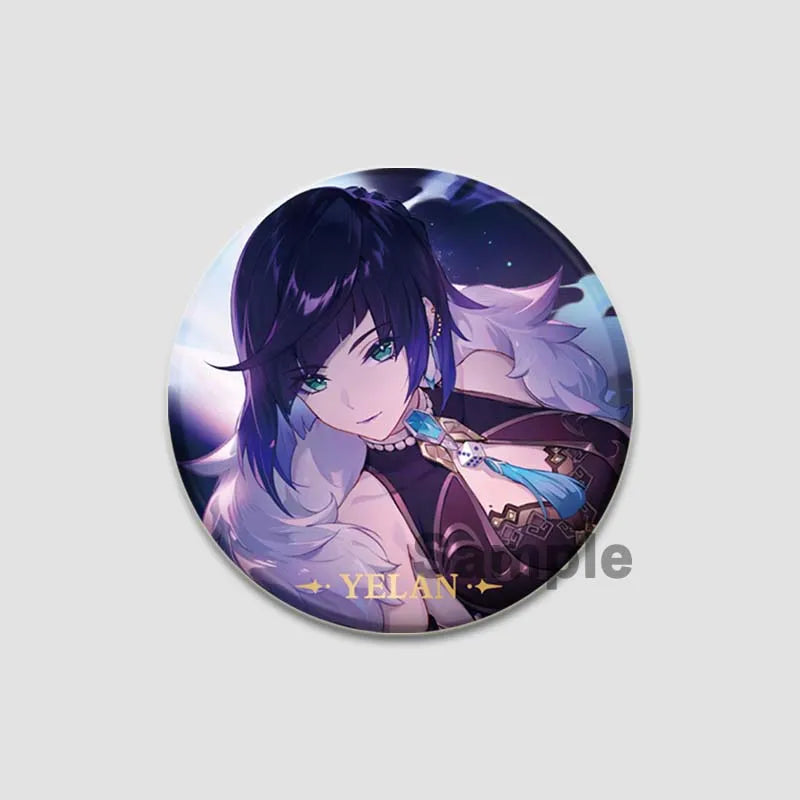 Genshin Impact Game Brooches 58mm Round Button Pins for Backpack Jackets Jewelry Cartoon Cosplay Badge Hutao Zhongli Xiao Badges Pi-Mart