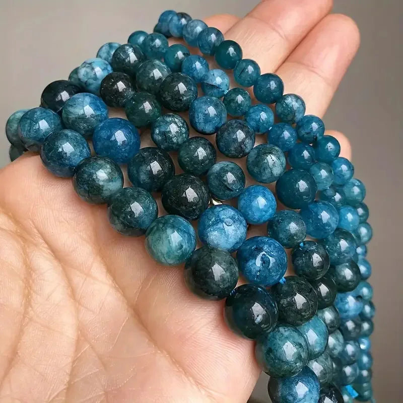 1 Strand Natural Blue Apatite Stone Beads 4/6/8/10mm Round Gem Bead for DIY Bracelet Charms Jewelry Making Beaded Wholesale Pi-Mart