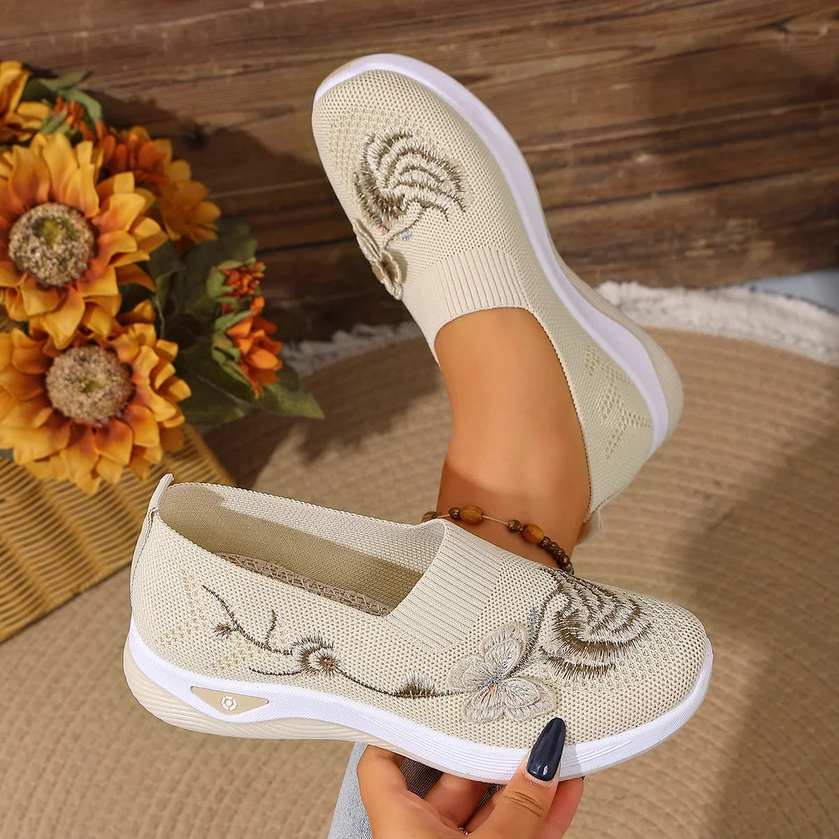 Women's Lightweight Durable Knit Sneakers Microfiber Breathable Spring Summer Outdoor Daily Commute Casual Walking Shoes LadyShow.Store