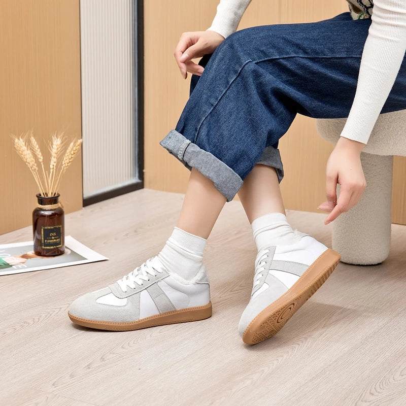 AIYUQI Women's Sneakers 2026 New Genuine Leather Ladies Moral Training Shoes Casual Spring Flat Shoes Women Pi-Mart