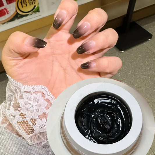 1Jar Black Pat Painting Gel Nail Polish with Air Cushion Gradient Matte Texture Nail Patting Glue Soak Off UV LED Nail Varnish 8 Tri Light Beauty