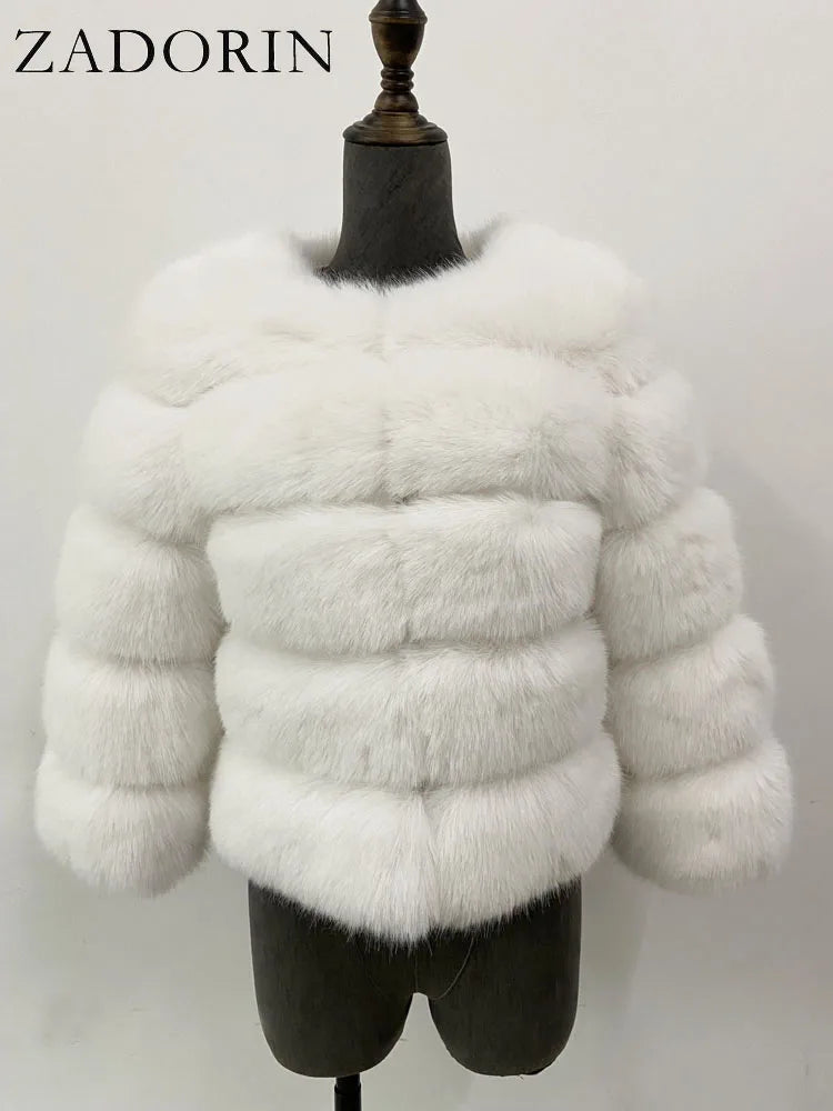 ZADORIN S-6XL Mink Coat Winter Black White Faux Fur Coat Woman Elegant Fluffy Faux Fur Jacket Top Short Fur Coats Woman Clothing LadyShow.Store
