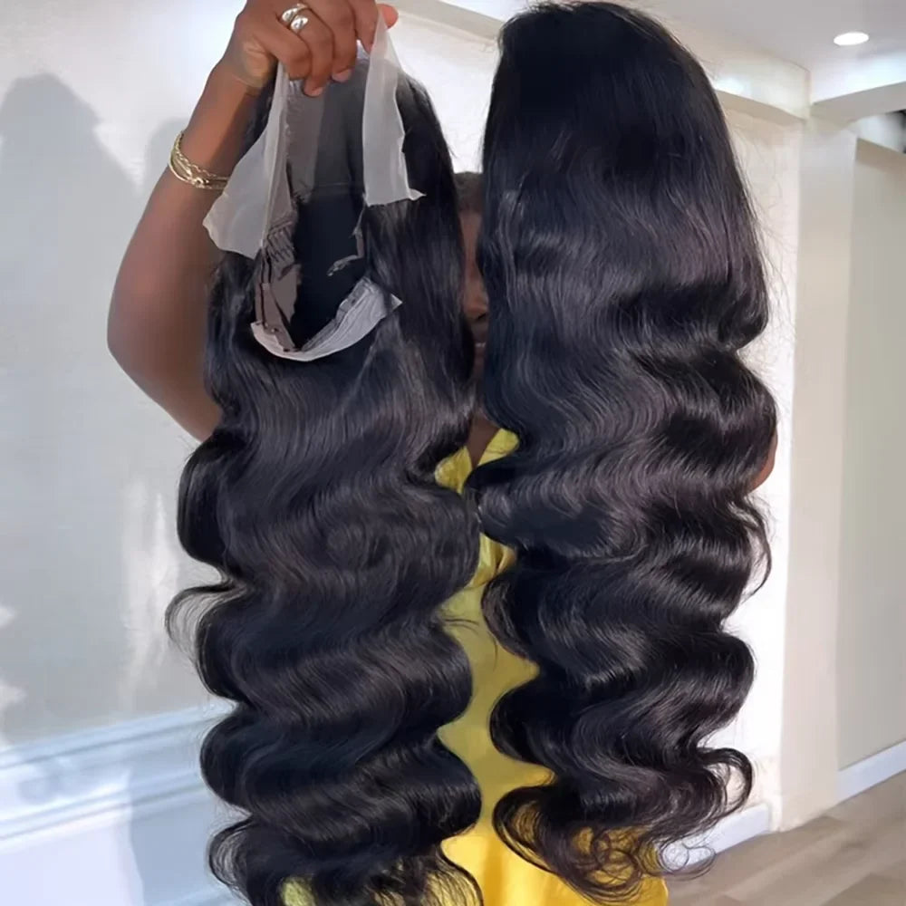 13x4 HD Transparent Lace Front Wigs For Women 34 Inch Body Wave Human Hair Wig 250% Density Pre Plucked Lace Frontal Wig LadyShow.Store