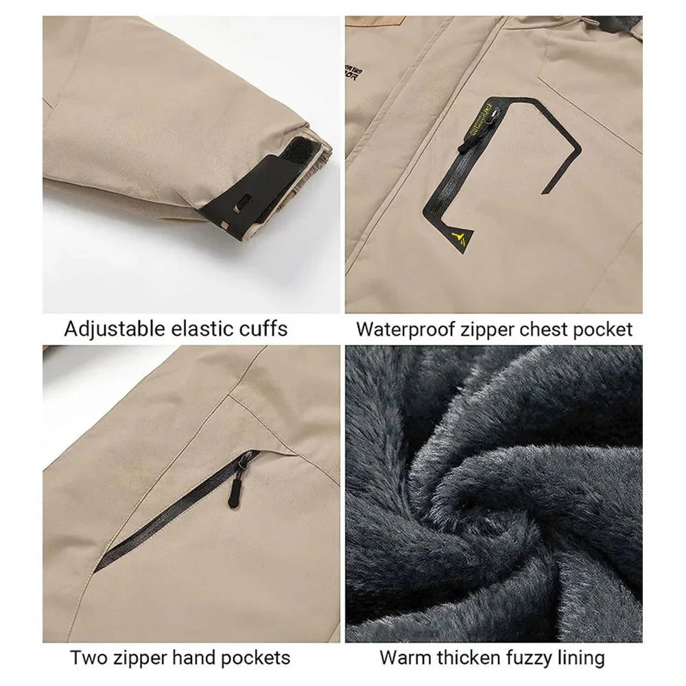 Men's Winter Parkas Outdoor Jacket Thicken Fleece Warm Waterproof Windbreaker Ski Jackets Climb Men Thick Coat Hot Sale Pi-Mart