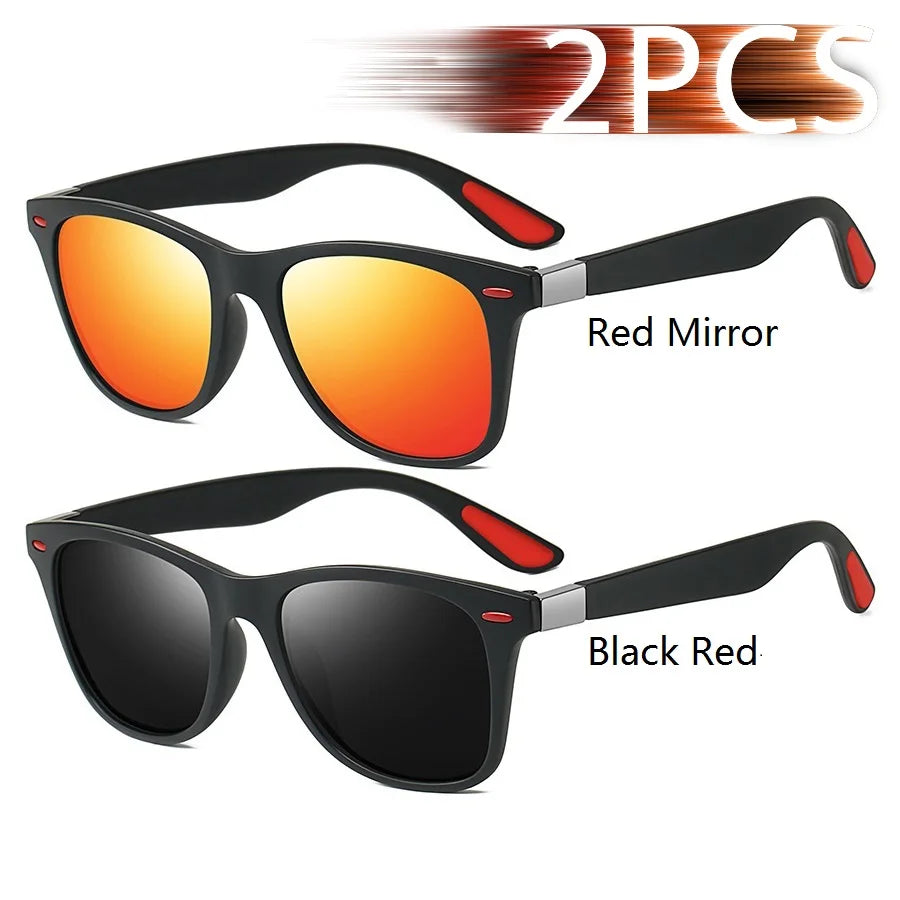 1-2-3PCS Fashion Vintage Square Unisex Driving Fishing Sunglasses Men Women Luxury Brand Designer Sun Glasses Anti-Glare Eyewear Pi-Mart