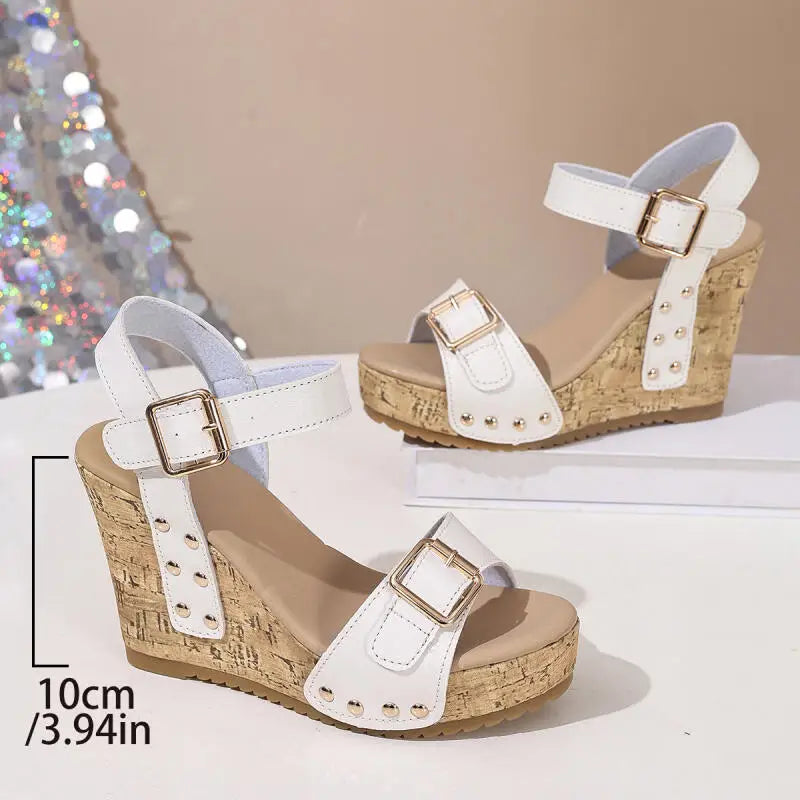 Vintage Platform Wedge Heel Ankle Strap Sandals Women Summer 2026 Thick Bottom Super High Heel Sandals Woman's Designer Shoes LadyShow.Store