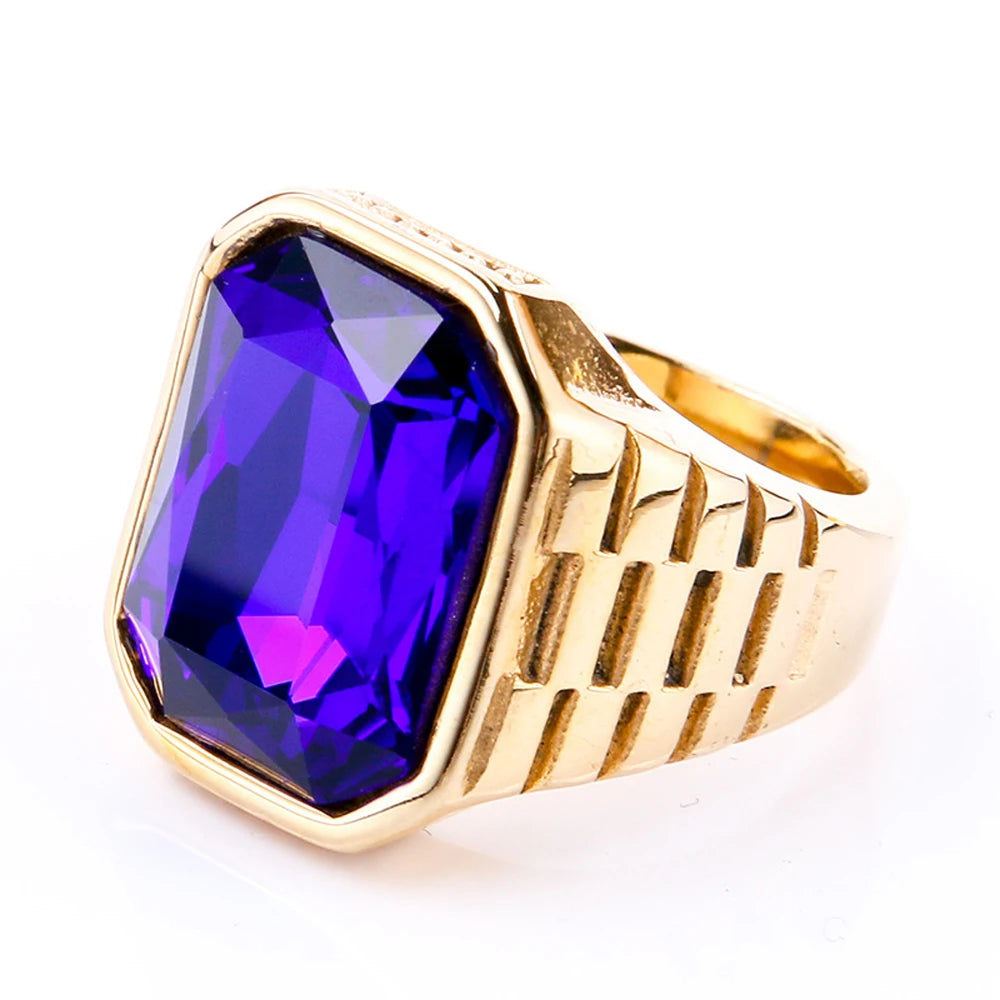 Men's Multi-Color Gemstone Rings For Women Personalized Trendsetter Stainless Steel Jewelry Manufacturer Direct Supplier Pi-Mart