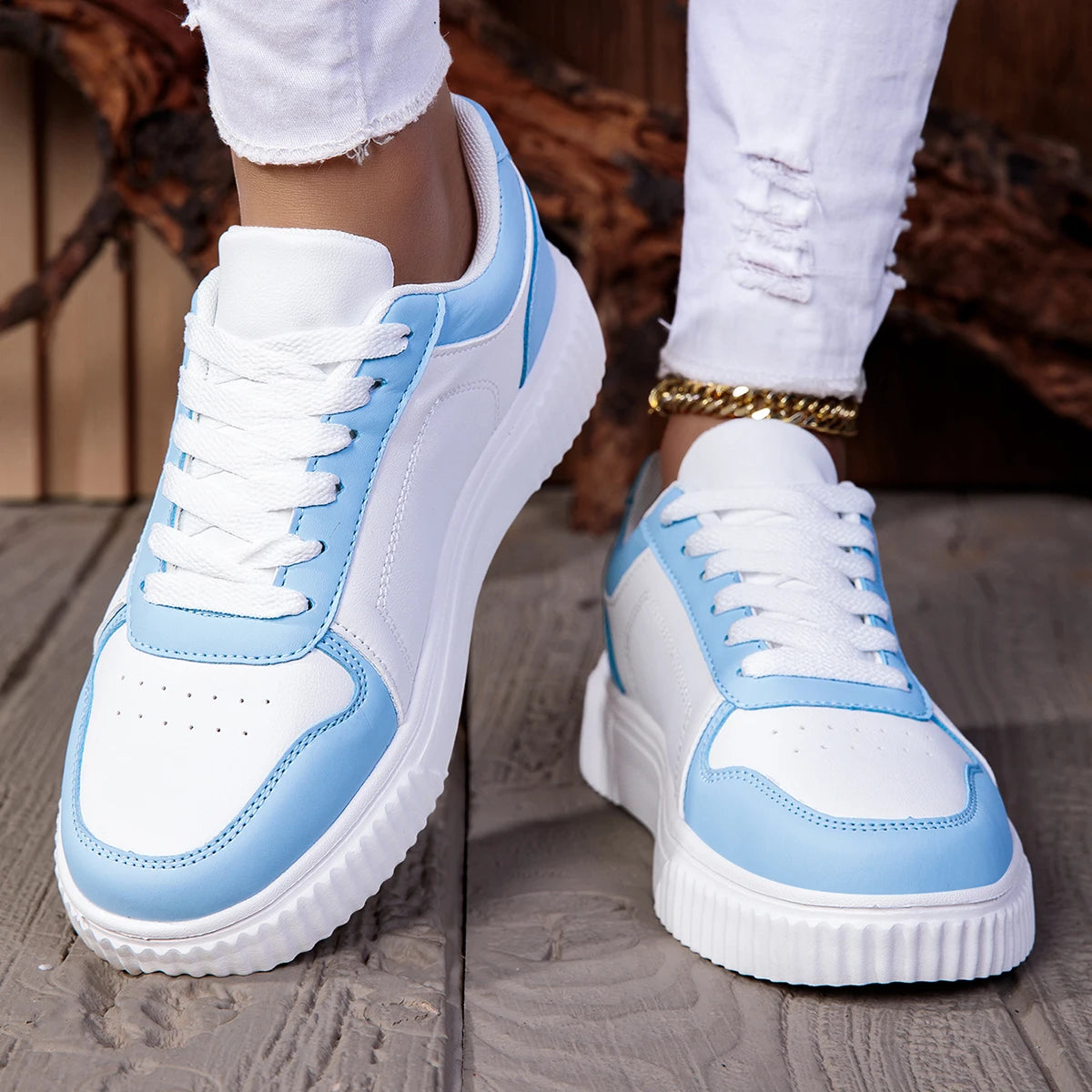 ZERJER Unisex Sneakers, New Arrival Large Size Classic Retro Men's Sports Skate Shoes, White Thick-Soled Tennis Shoes, Solid Col Pi-Mart